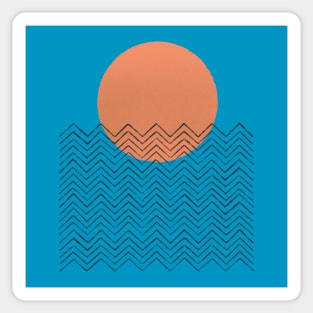 Abstract minimalist sun ocean landscape Sticker